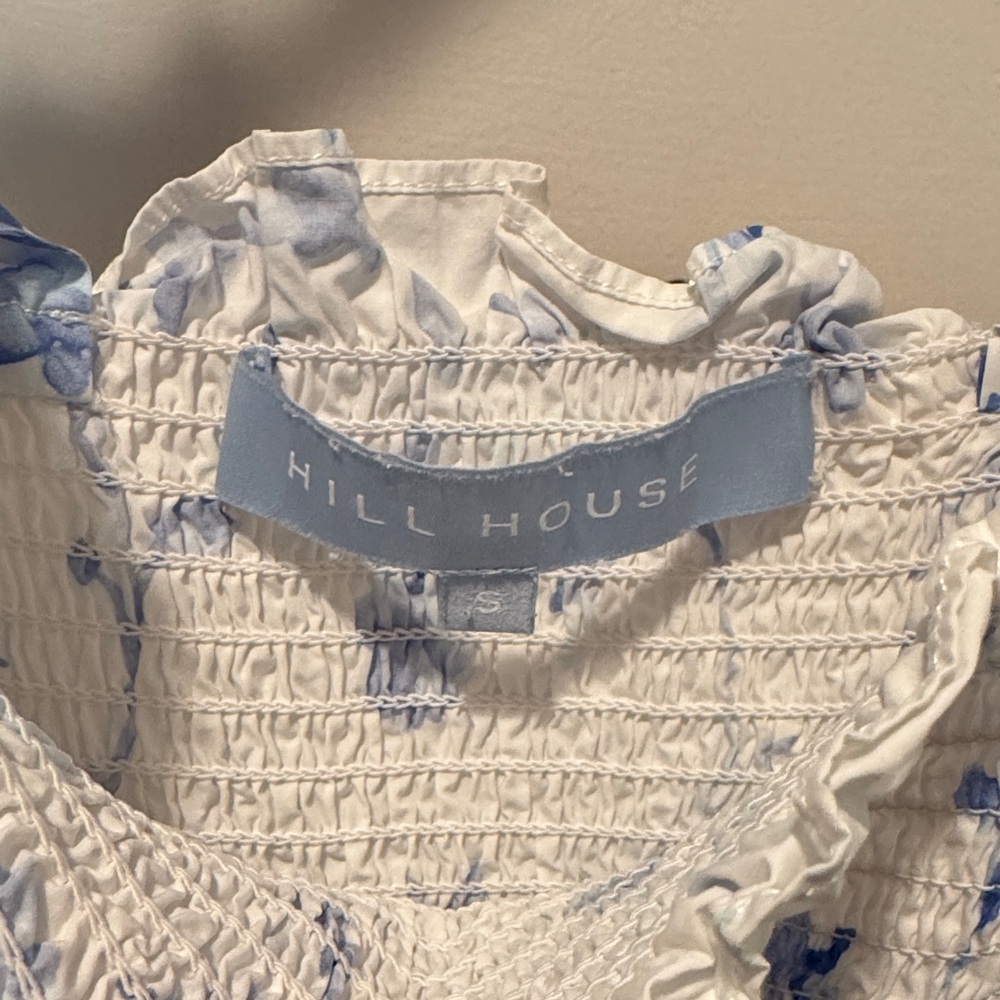 Hill House Cream and Blue Floral Ruffle Strap Sundress - Picture 2 of 3